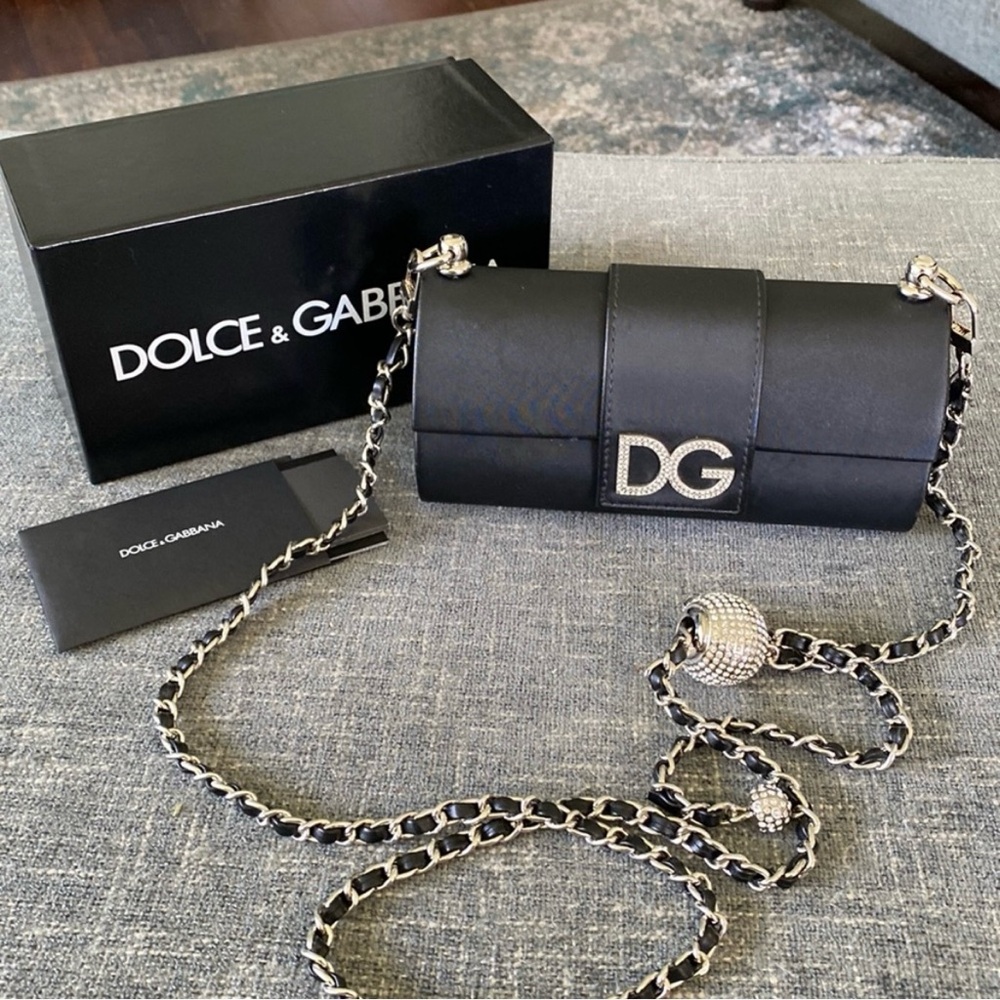 Dolce & Gabbana Black Clutch with Silver Chain